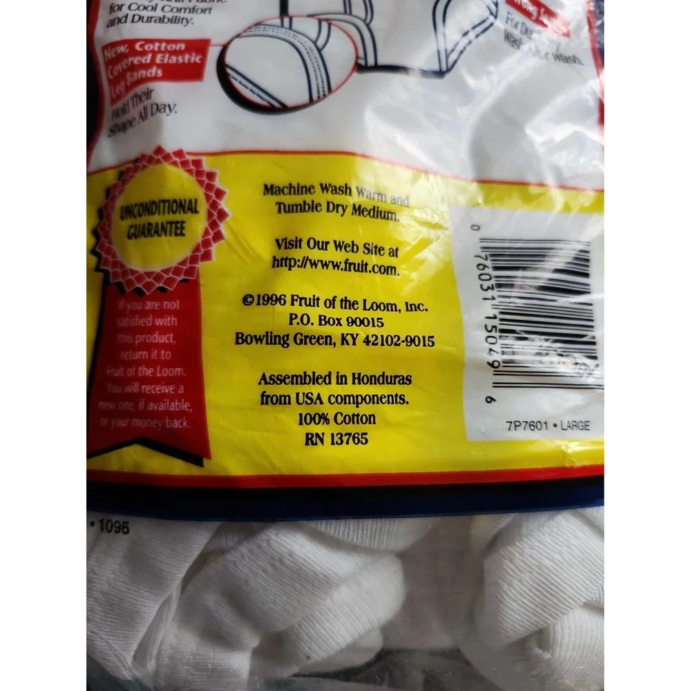 VTG FRUIT OF THE LOOM 7 PACK Men's Briefs Sz L(38-40) White 1996 New Pack